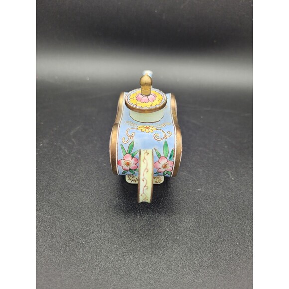 Kelvin Chen Miniature Enamel Heart-shaped Teapot #450 Yellow and Pink Flowers - Picture 6 of 8